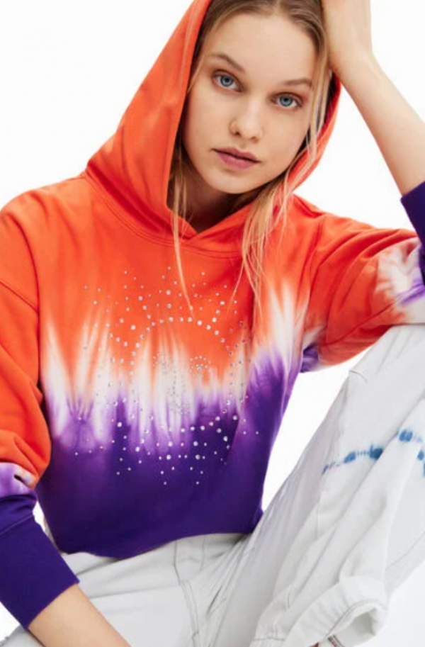 Hoodie Dip-dye Garis-garis Horizontal